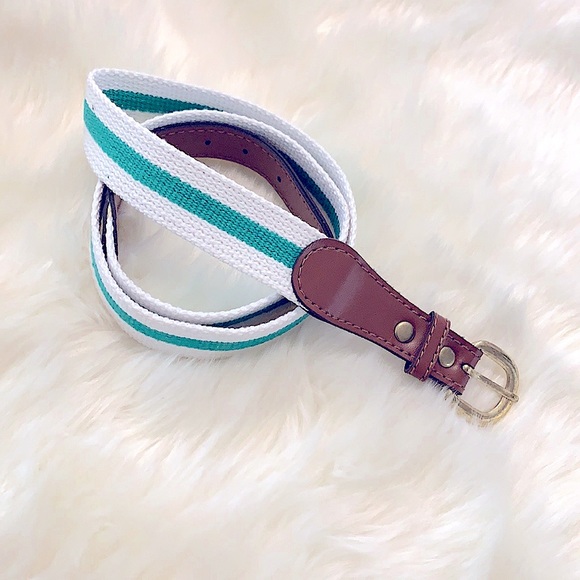 New »—Vintage 90’s Style—» Leather Rope Band White & Teal Nautical Gold Buckle - Picture 6 of 11
